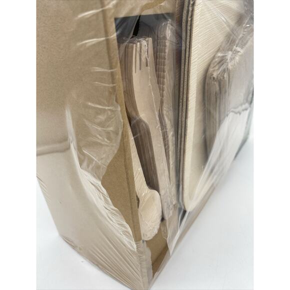 Smileaf Palm Leaf Squeare Plates,Forks, Spoons And Knives Pack 25 Each NEW - Picture 2 of 3